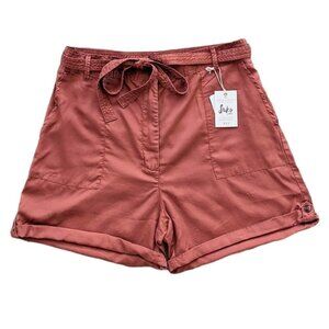 New SUKO jeans paper bag High rise lightweight rust red shorts size 12 @Y